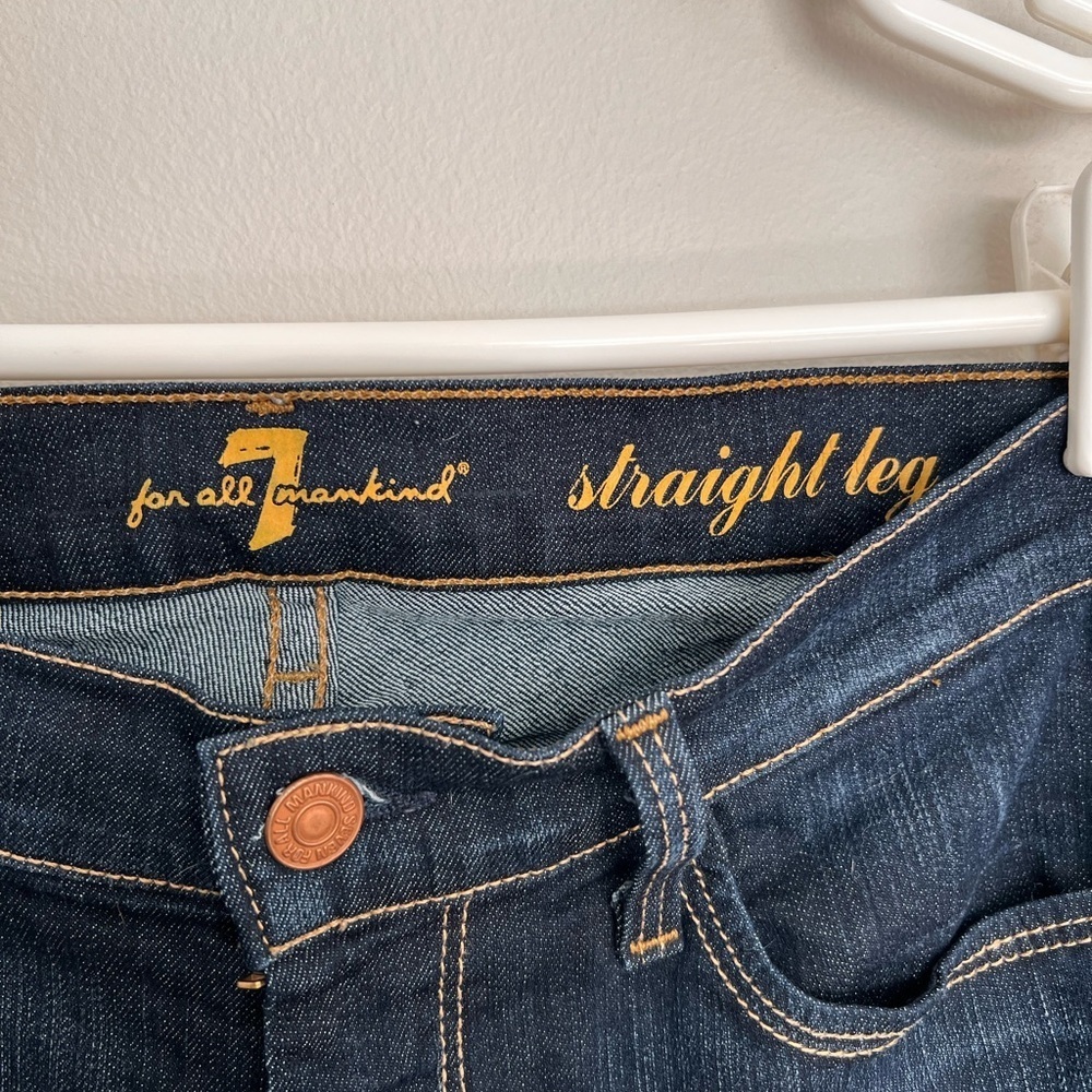 7 For All Mankind Straight Leg Blue Jeans Women’s Size 27 - Picture 2 of 5